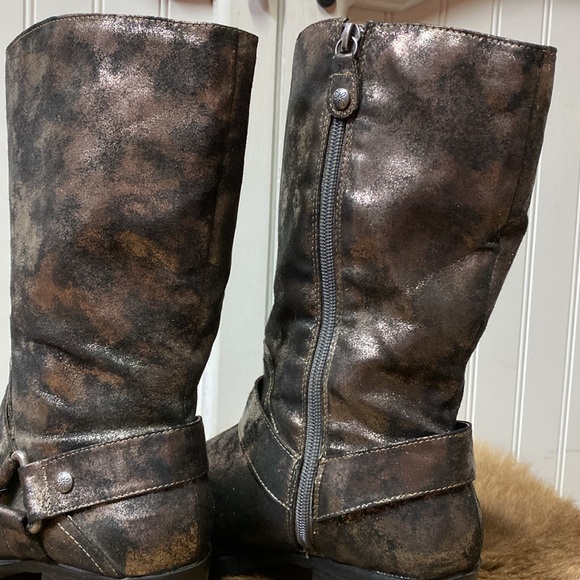 Simply Vera Metallic Biker Moto Boots 8 Punk Goth - Picture 8 of 10